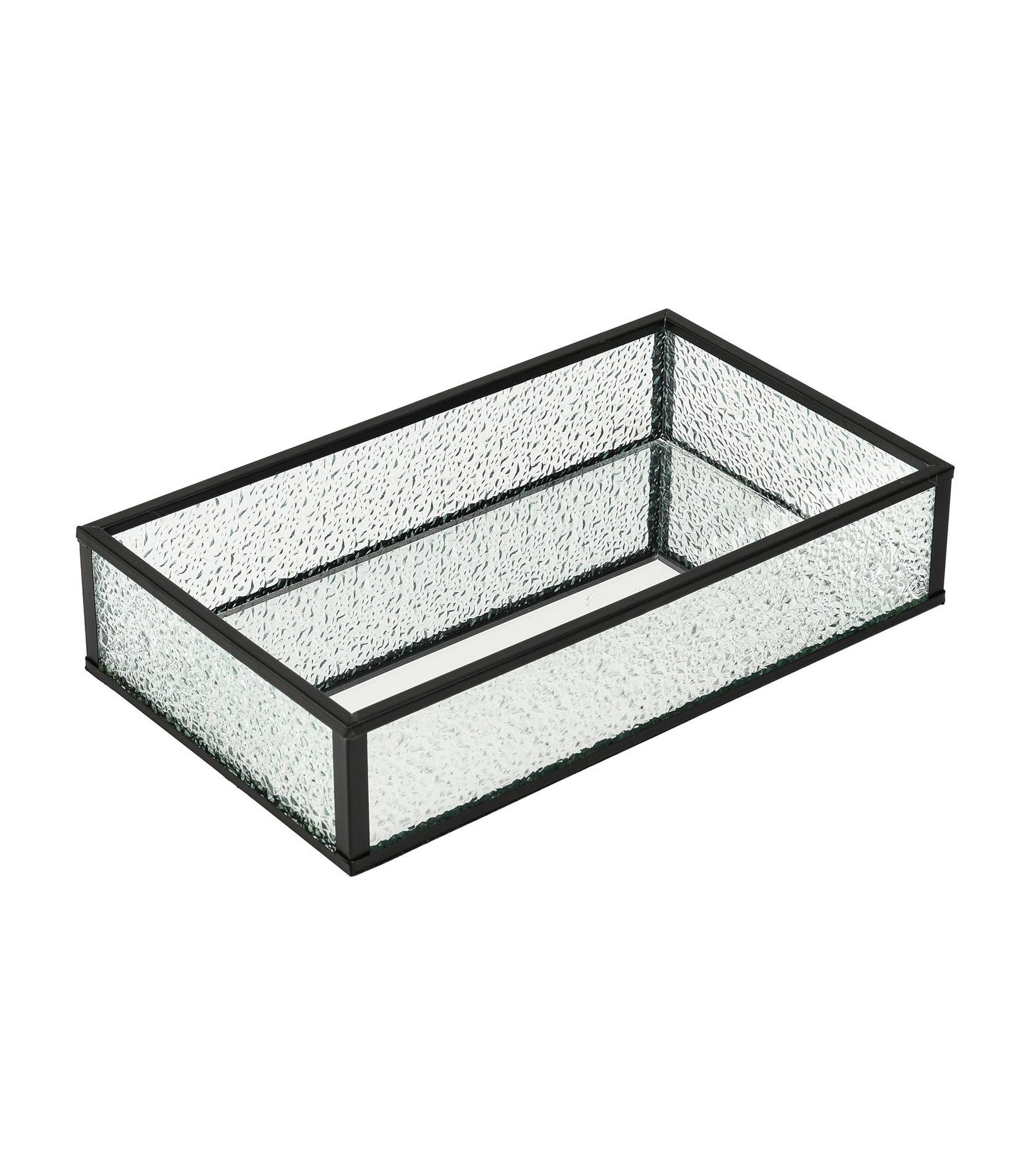LAURAELLA Handcrafted Glass Tray, Decorative Storage Tray for Makeup, Jewelry, Desk, or Bathroom Stylish