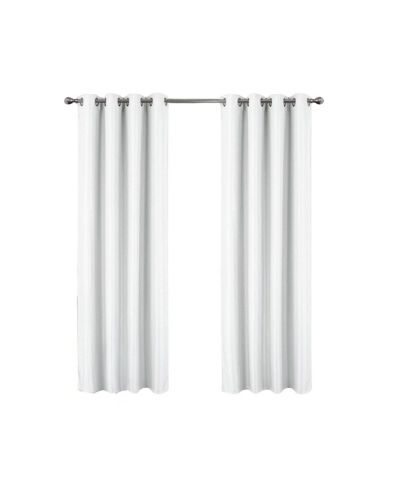 Olivia Gray 100% Polyester 250 GSM Basket Weave Ian Luxury Jacquard Blackout Grommet Curtain Panel White