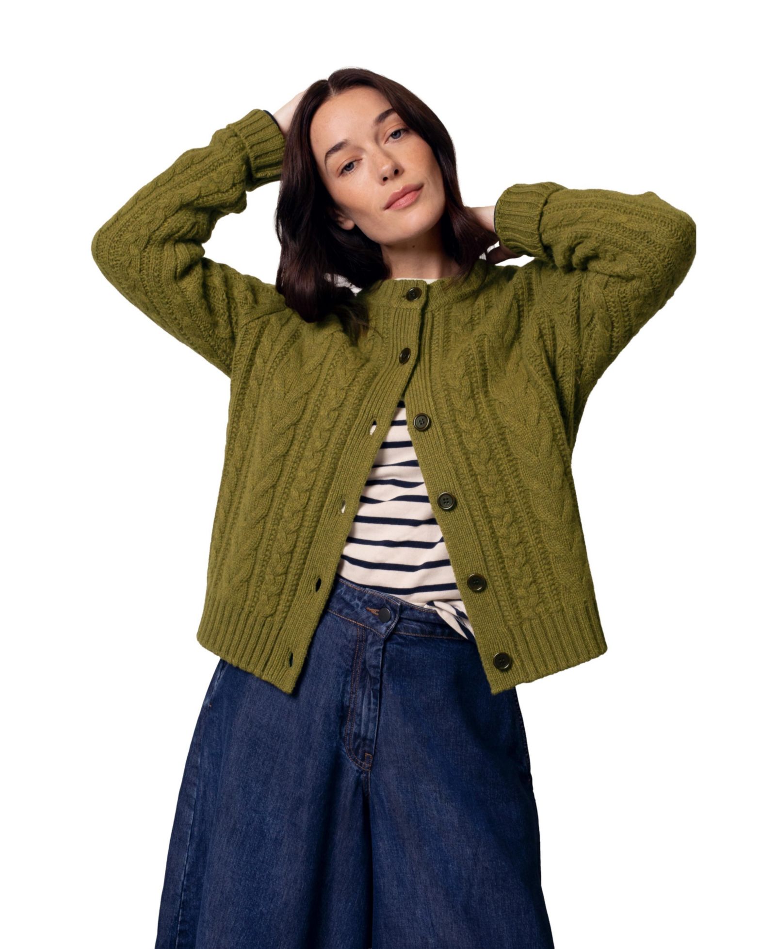 Celtic & Co. Women's Merino Wool Cable Knit Cardigan