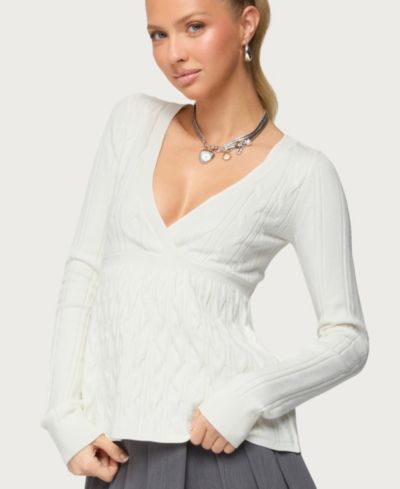 Edikted Women's Saphey Babydoll Cable Knit Top