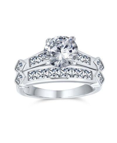 Bling Jewelry набор колец Bling Jewelry Classic CZ Art Deco 3CT Cubic Zirconia Promise Solitaire & Band Sterling
