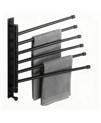 YIGII Stainless Steel 6-Arm Swing Towel Rack, Space-Saving, Rotatable, for Bathrooms