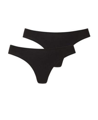 LASCANA Women's 2-Pack Basic Thongs Low-Rise Minimal-Coverage Thong Underwear
