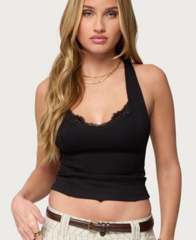 Edikted Women's Ranata Lacey Scoop Neck Top