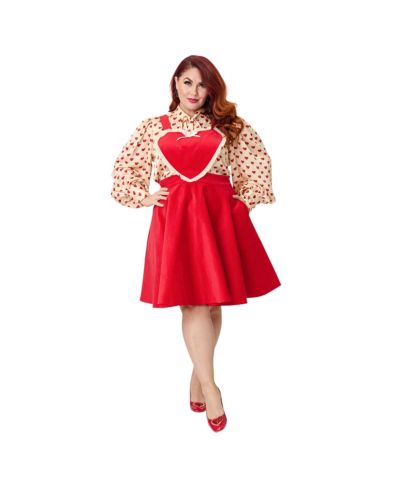 Unique Vintage Plus Size Bib Pinafore Skirt
