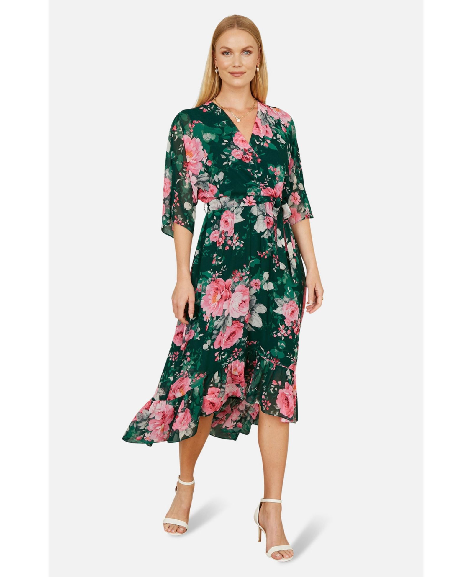 Женское миди-платье Yumi Midi Dip Hem Wrap