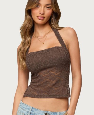 Edikted Женский топ Zolah Lace Straight Neck Halter