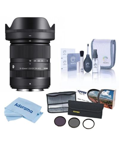 Объектив Sigma 18-50mm f/2.8 DC DN Contemporary для Fujifilm X, комплект с фильтрами и набором для чистки