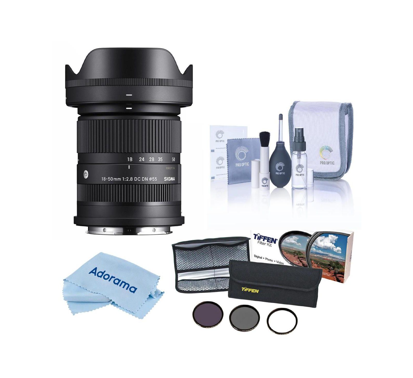 Объектив Sigma 18-50mm f/2.8 DC DN Contemporary для Sony E, комплект с фильтрами и набором для чистки