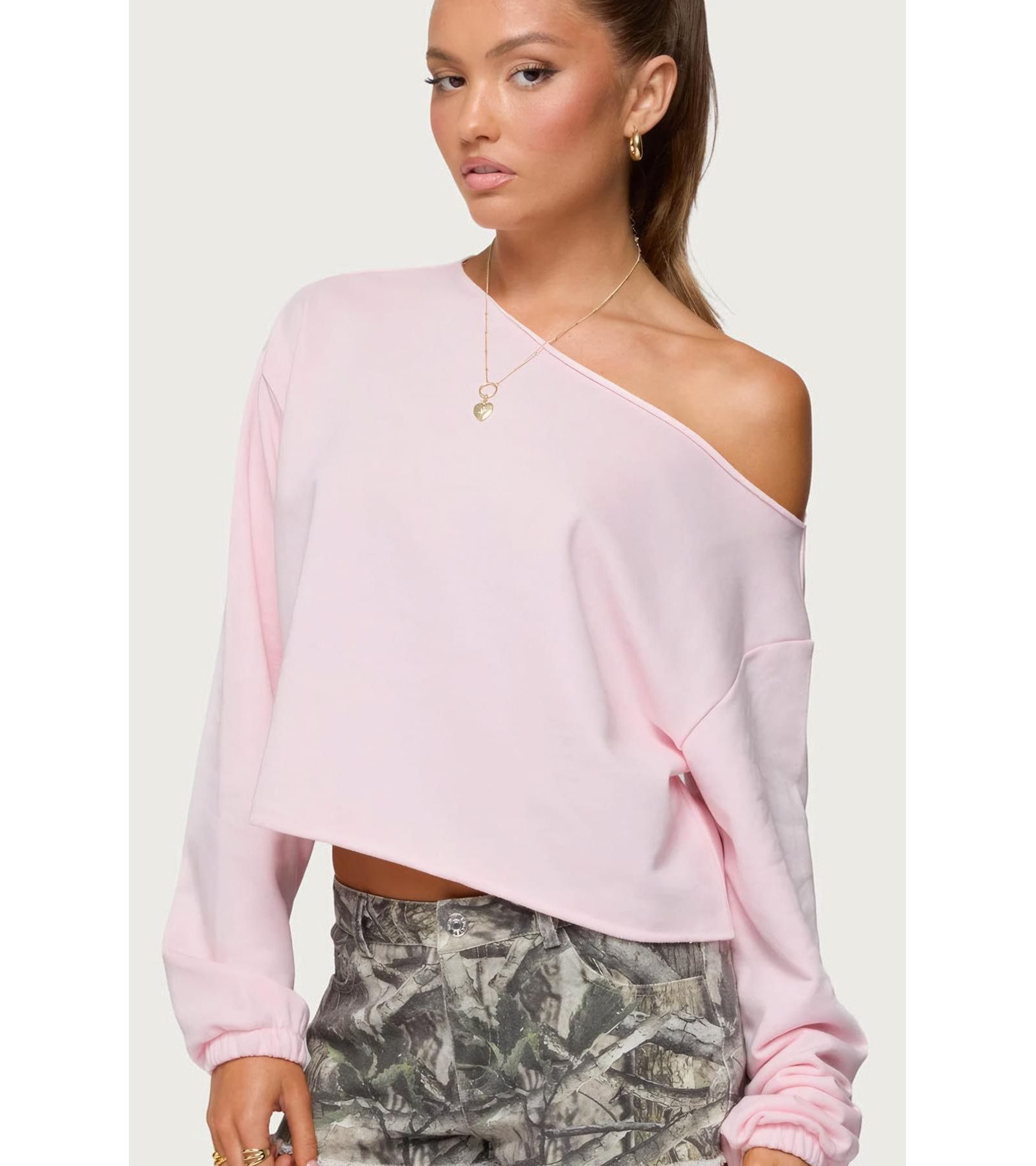 Edikted Women's Aveline Off Shoulder Light Sweatshirt