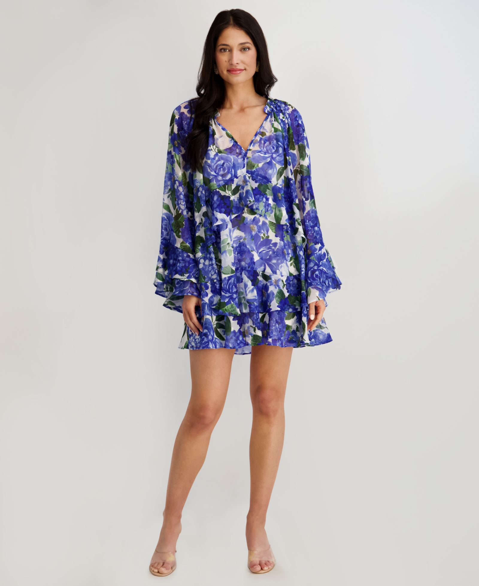 kensie Women's V-Neck Printed Burnout Dress