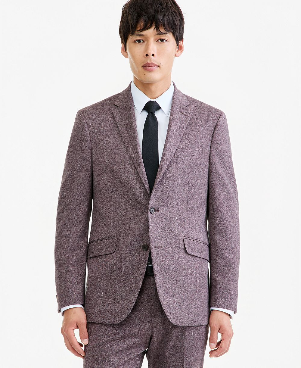 Kenneth Cole Reaction Men's Eggplant Herringbone Slim Techni-Cole Suit Jacket