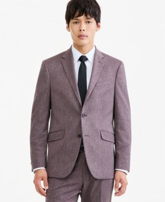 Kenneth Cole Reaction Мужской пиджак Eggplant Herringbone Slim Techni-Cole Suit