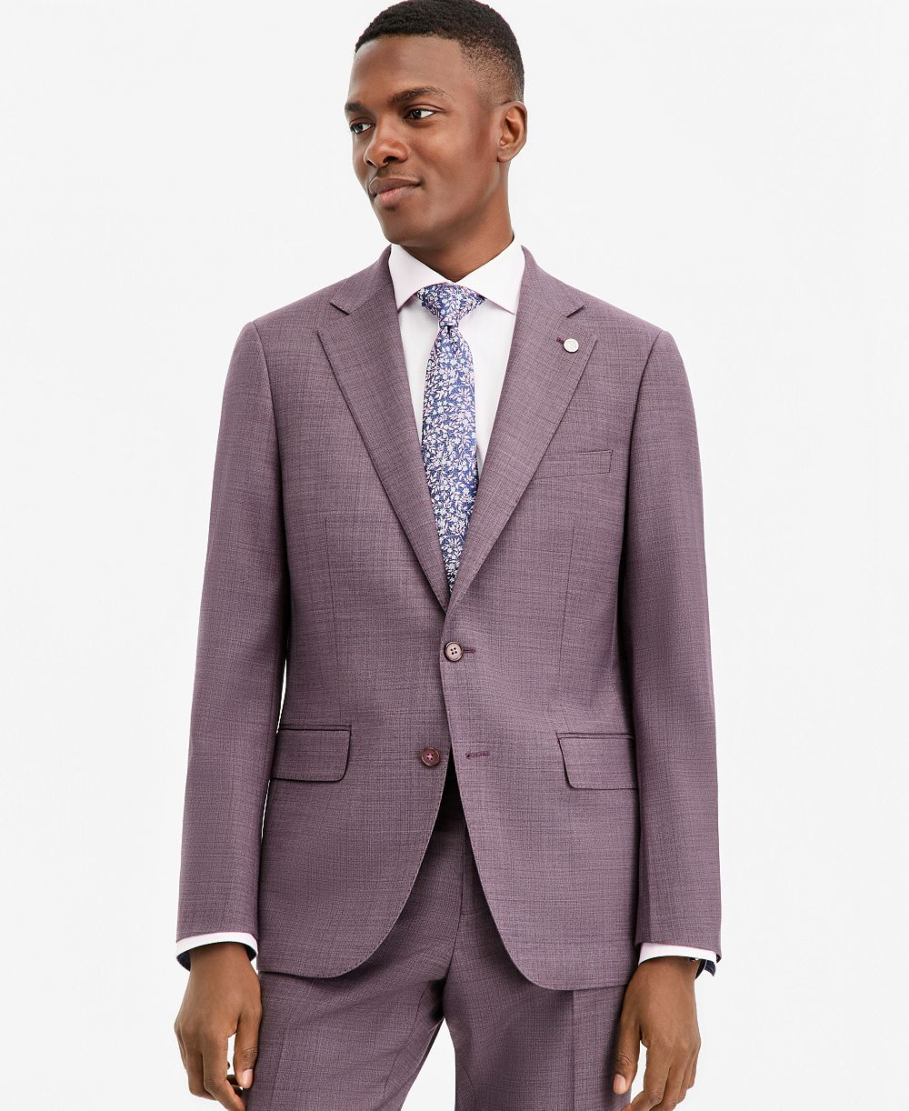 Ted by Ted Baker Men's Modern-Fit Purple Solid Suit Separate Jacket