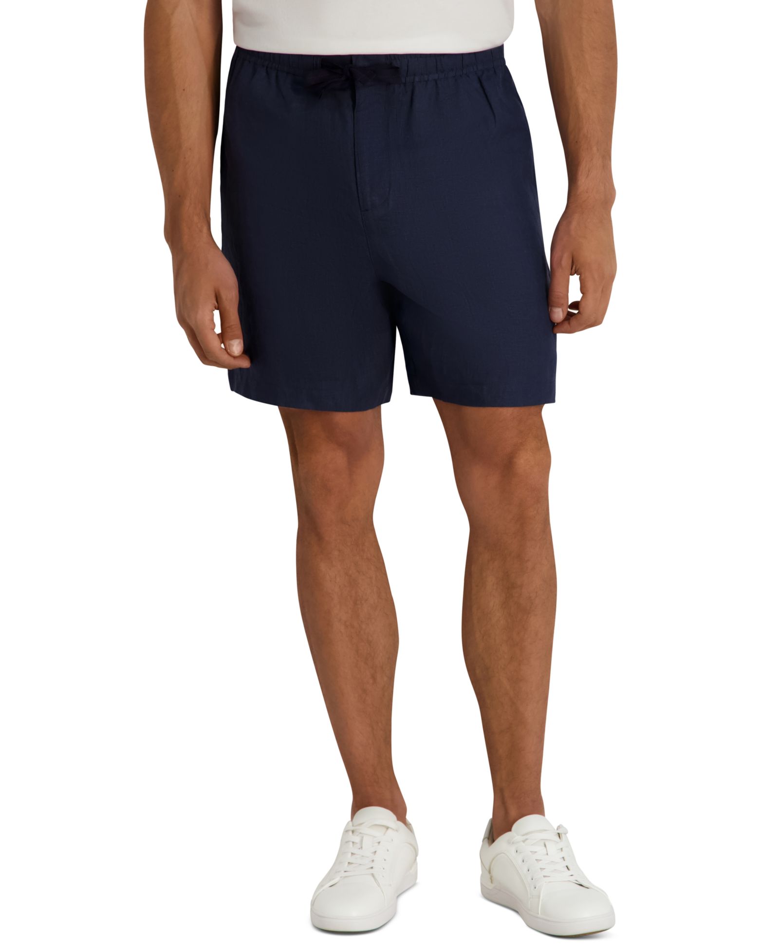 KARL LAGERFELD PARIS Men's Regular-Fit Drawstring Linen Shorts