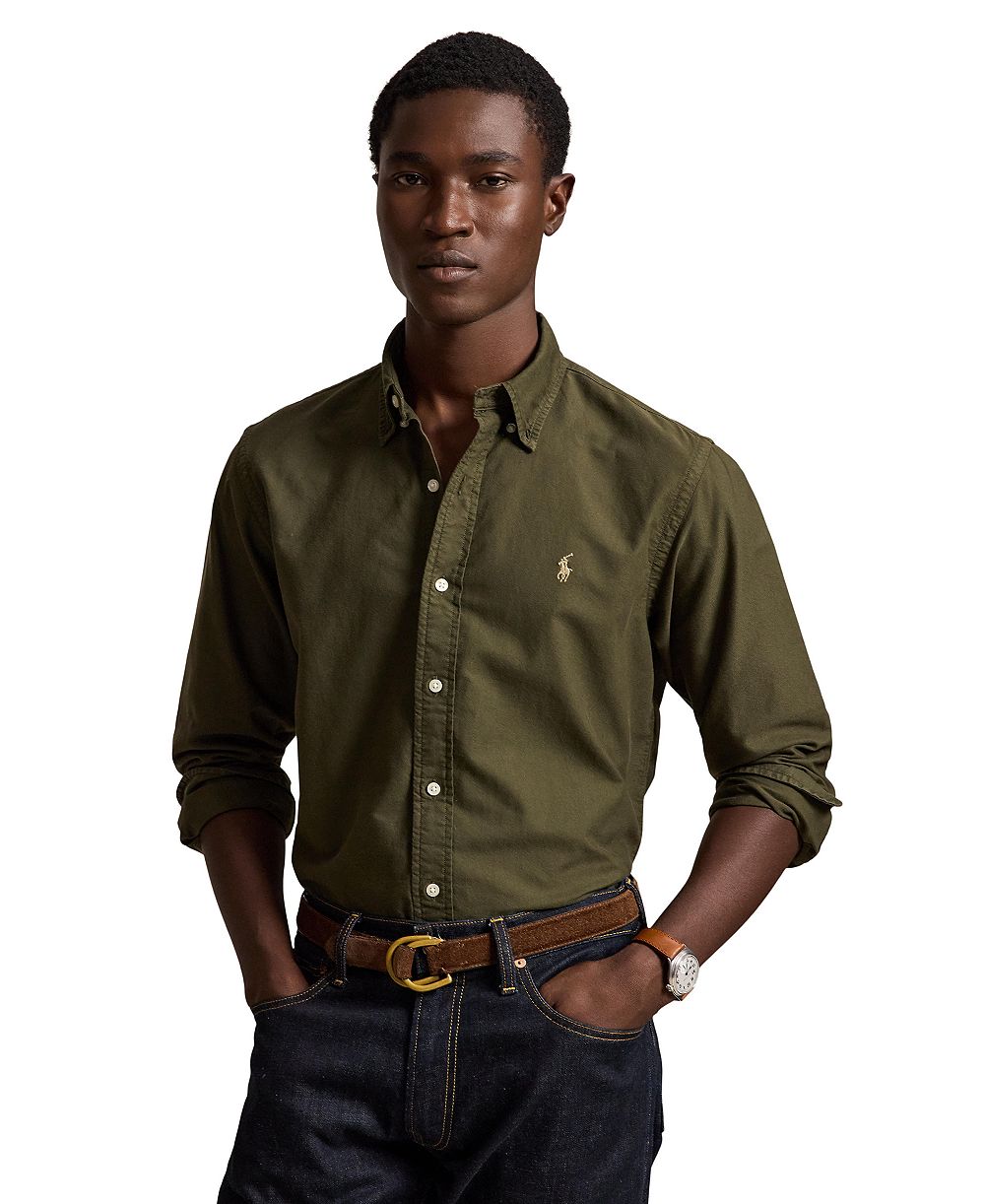 Polo Ralph Lauren мужская оксфордская рубашка с индивидуальной посадкой и окрашиванием в готовом виде