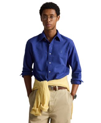 Polo Ralph Lauren мужская рубашка из оксфорда с воротником на пуговицах, классического кроя, окрашенная в готовом виде