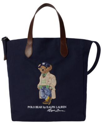 Мужская сумка-шоппер из холста с медведем Polo, Polo Ralph Lauren
