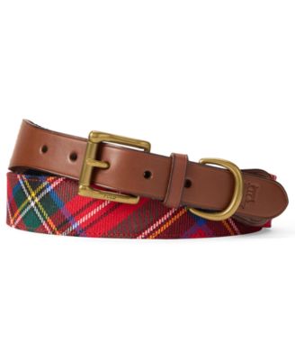 Polo Ralph Lauren кожаный ремень из тартановой шерсти