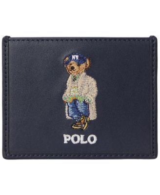Polo Ralph Lauren кожаный чехол для карт Slim из полнозерновой кожи с медведем Polo