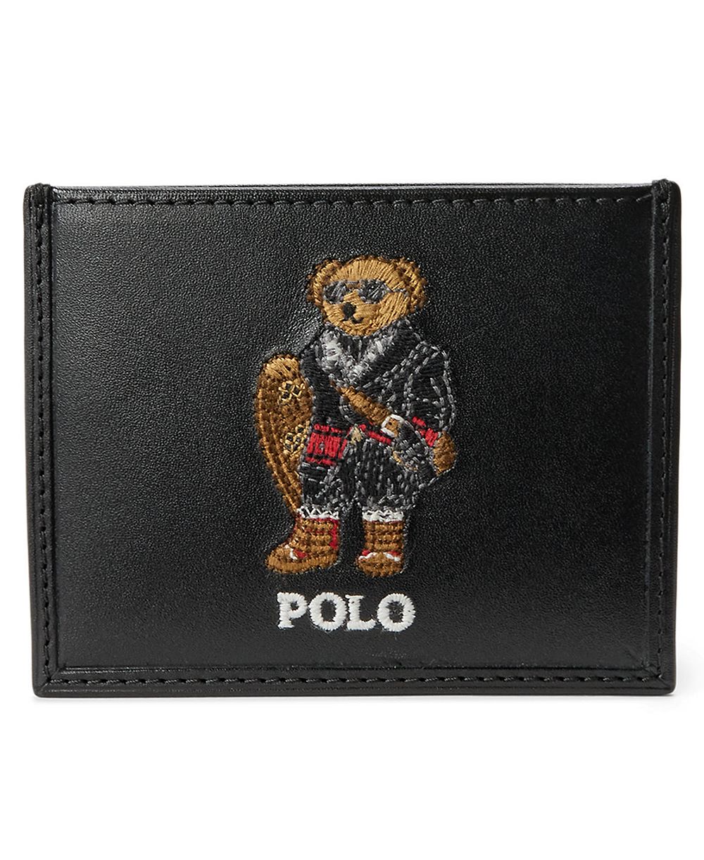 Polo Ralph Lauren мужской кожаный кошелек-картхолдер с вышитым медведем Polo