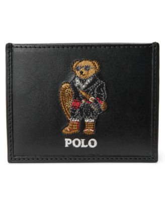 Polo Ralph Lauren мужской кожаный кошелек-картхолдер с вышитым медведем Polo