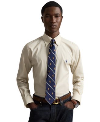 Polo Ralph Lauren мужская длинная рубашка из оксфорда в клетку с узким кроем и длинным рукавом