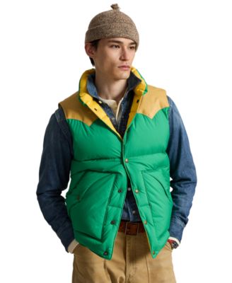 Мужской пуховик Polo Ralph Lauren с кожаной вставкой на спине, наполнитель 750 fill power, стиль западный