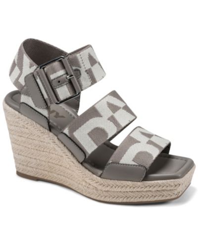 DKNY Women's Caylee Square Toe Wedge Sandals