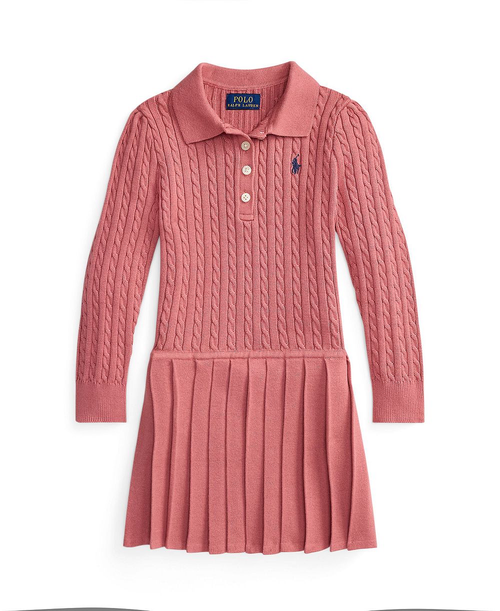 Детское платье-свитер Polo Ralph Lauren для девочек 2T-6X с заниженной талией и плиссировкой