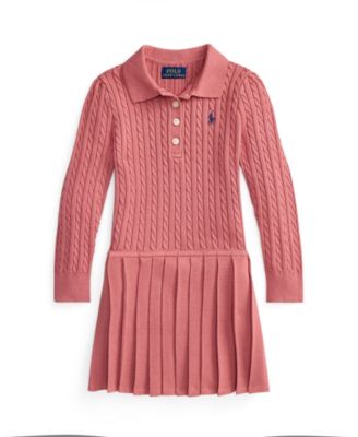 Polo Ralph Lauren женское миди-платье с плиссировкой и длинным рукавом из трикотажа с мини-кабельным узором, для девочек 4-16 лет