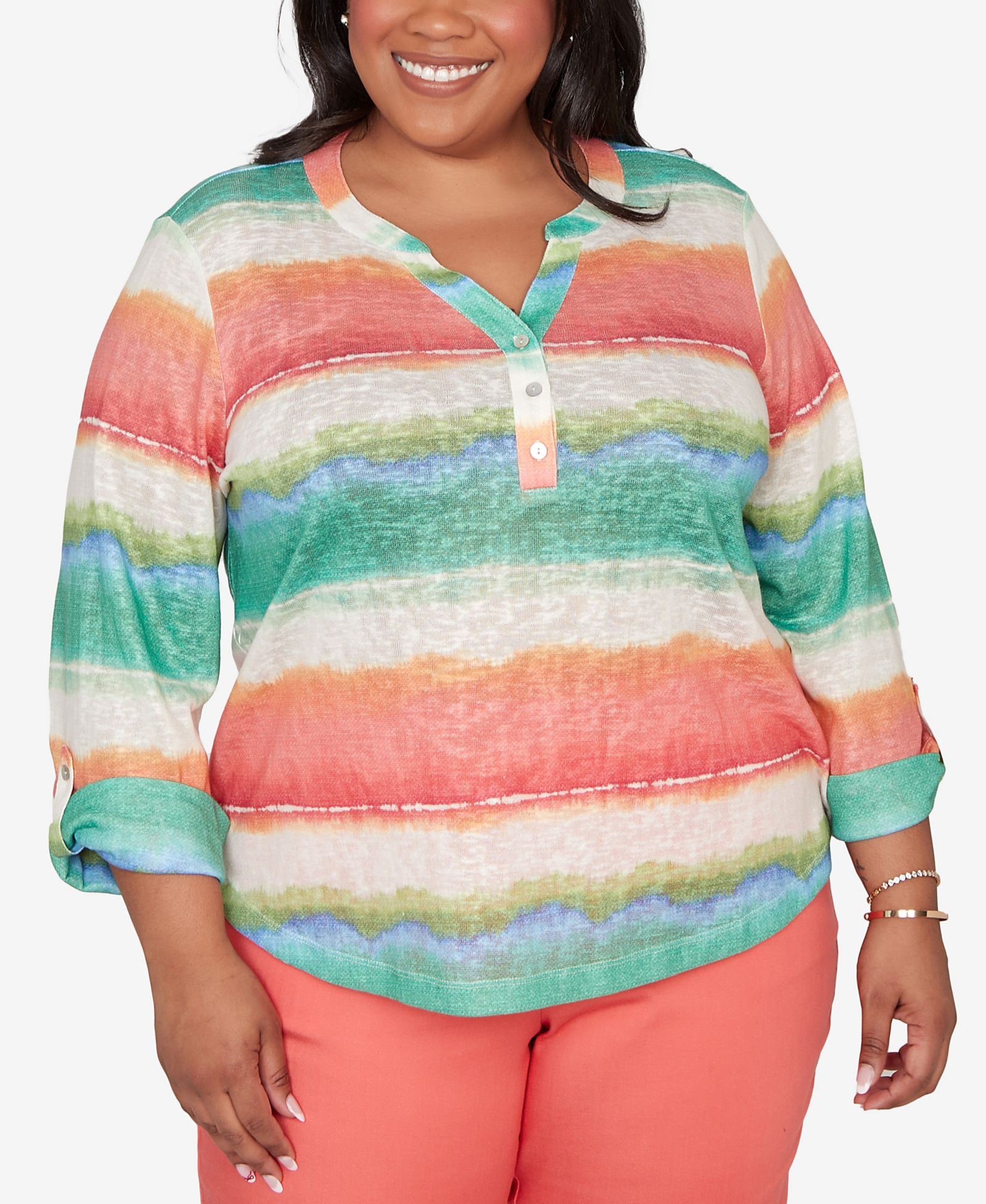 Женский топ Alfred Dunner Plus Size в полоску tie dye