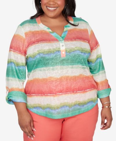 Женский топ Alfred Dunner Plus Size в полоску tie dye