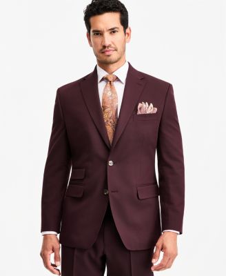 Tayion Collection Men's Classic-Fit Burgundy Suit Separate Jacket