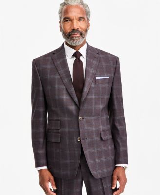 Tayion Collection мужская классическая пиджак от костюма в бордовую клетку