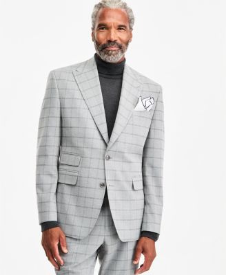 Tayion Collection Мужской классический пиджак в клетку серого и черного цвета
