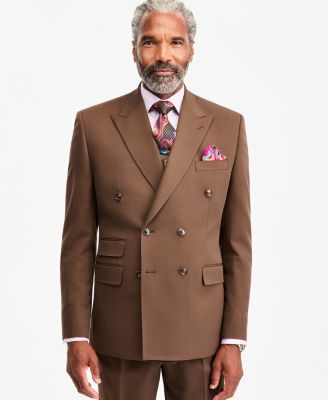 Tayion Collection Мужской классический двубортный жакет, коричневый