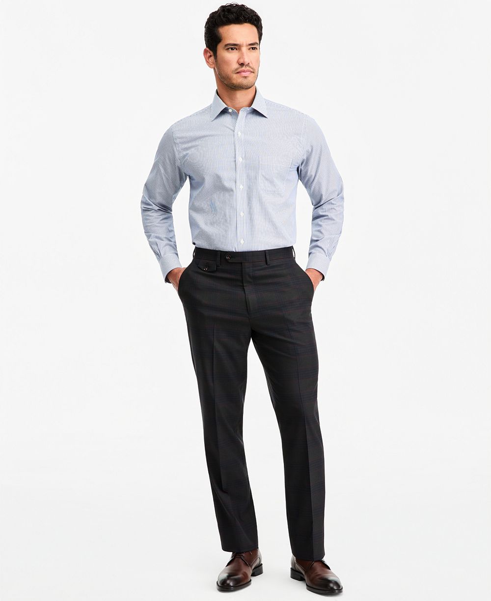 Tayion Collection Men's Classic-Fit Green Plaid Suit Separate Pants