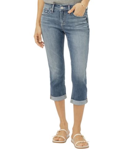 Silver Jeans Co. Женские джинсы Elyse Mid-Rise Americana Luxe Stretch Capri
