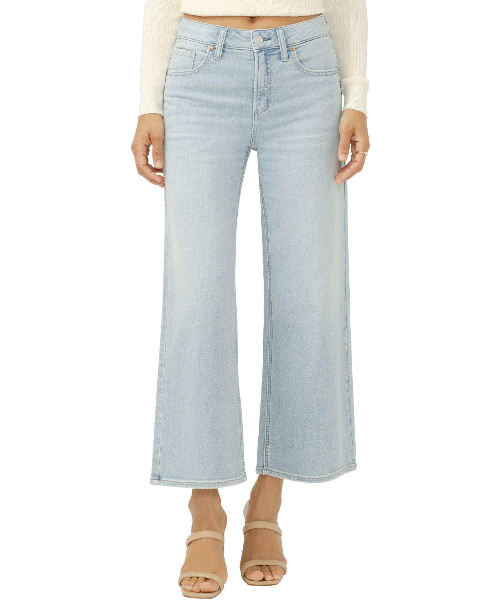 Silver Jeans Co. Women's Avery High-Rise Wide-Leg Cropped Jeans