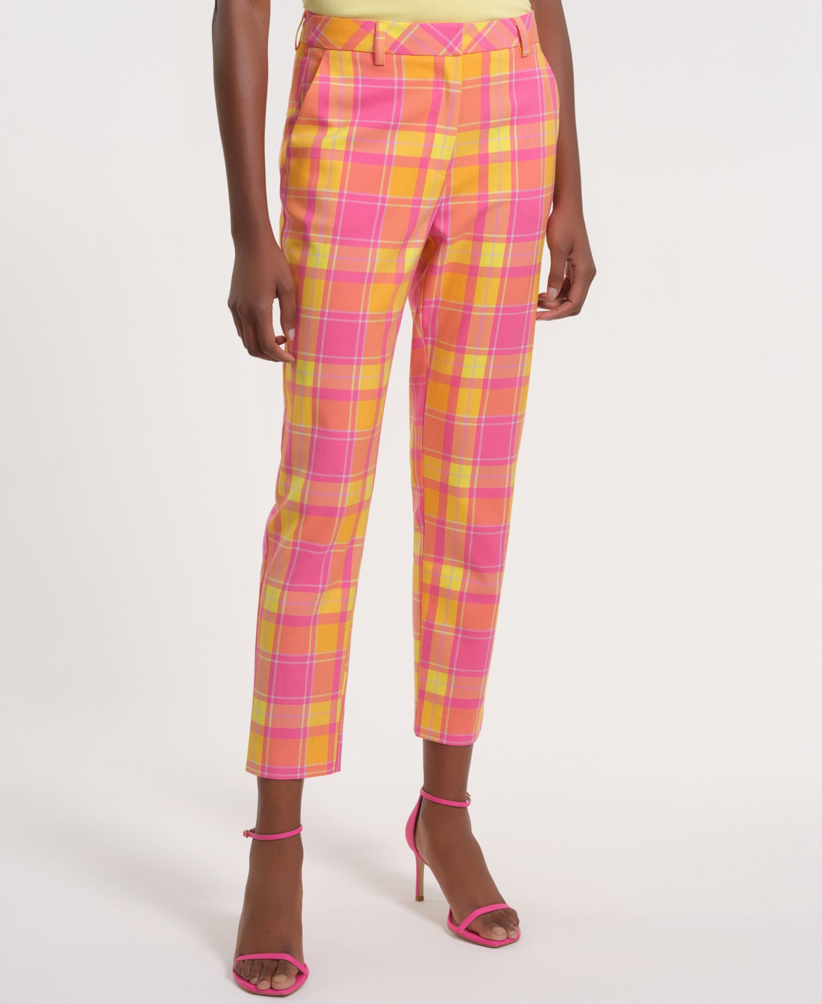 Isaac Mizrahi Women's Slim Fit Plaid Pants