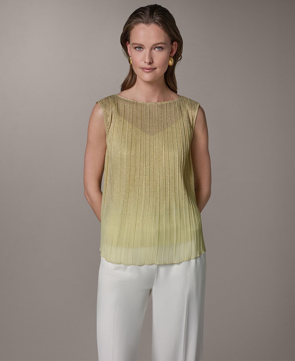 Donna Karan New York Женский топ с воротником лодочкой и складками