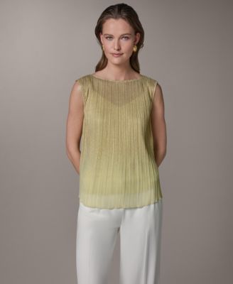 Donna Karan New York Women's Pleated Boat Neck Top