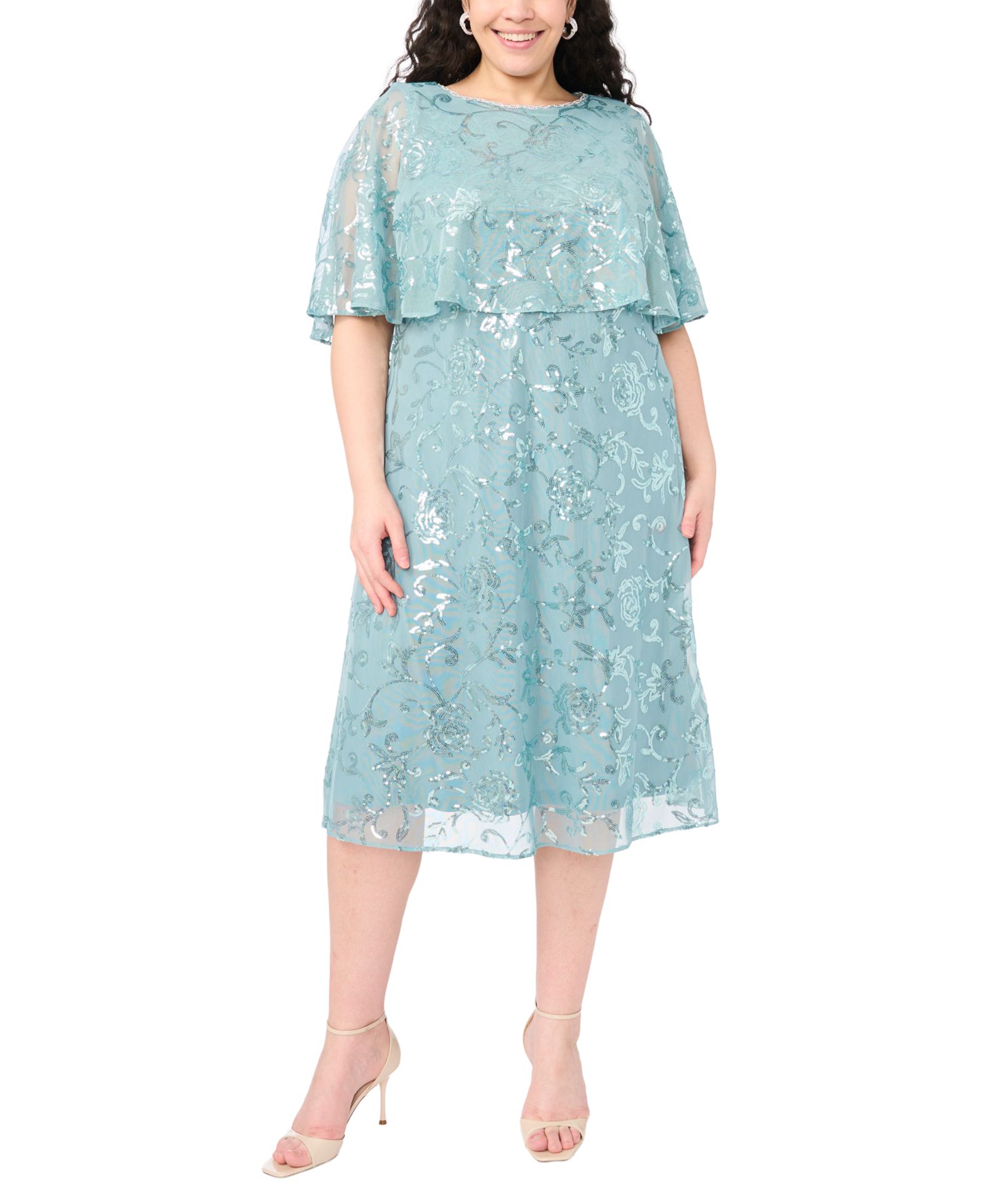 MSK Plus Size Embellished Crewneck Midi Dress