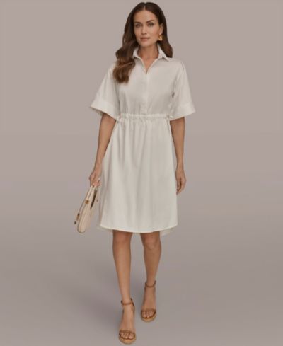 Donna Karan Weekend Women's Collared Drawstring Waist Dress