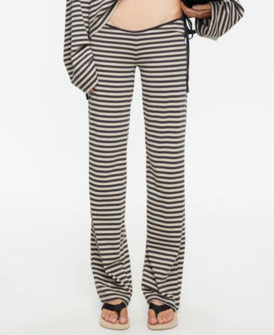 Lioness Women's Low-Rise Striped Waist Tie Pants
