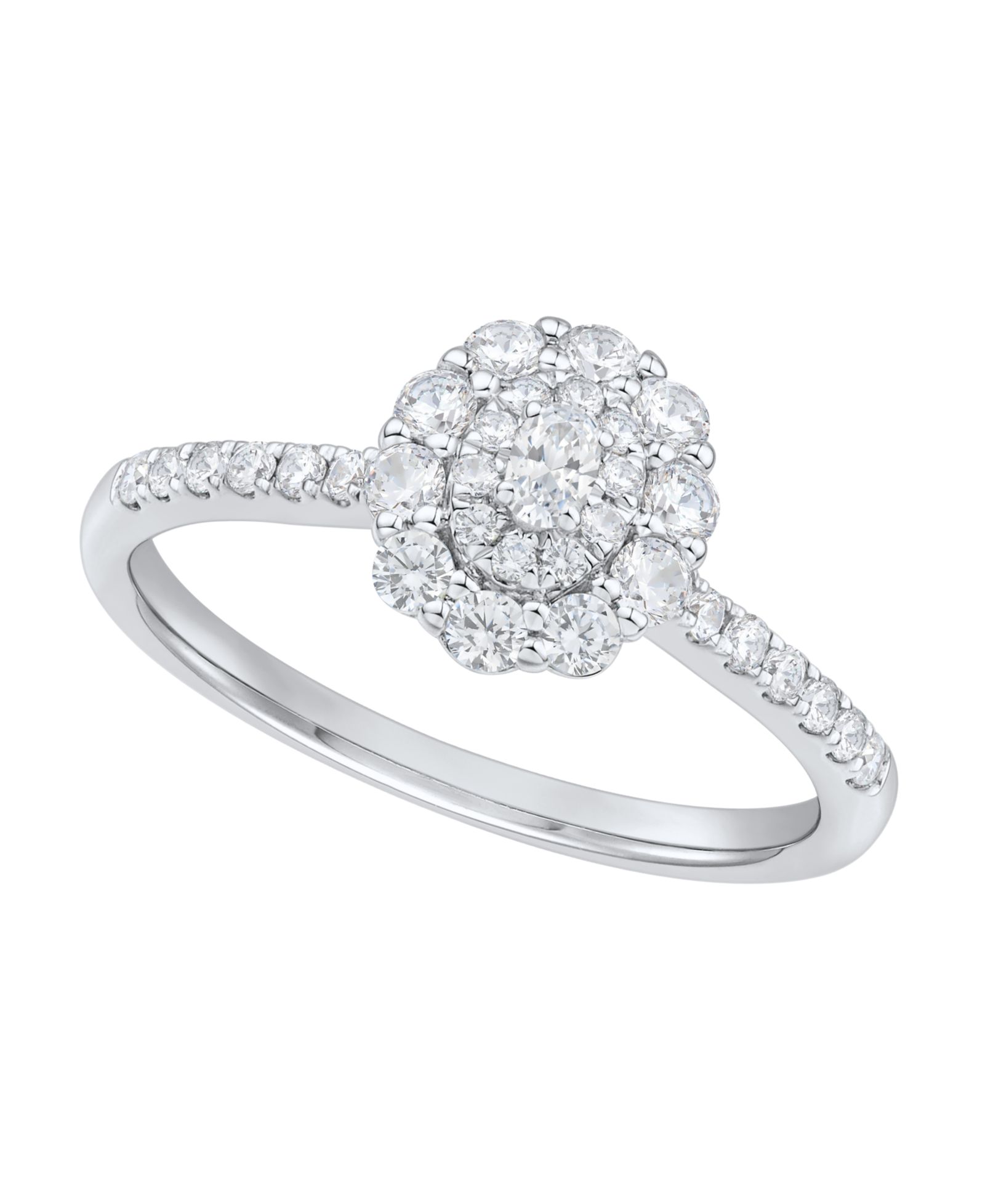 Diamond Flower Engagement Ring (1/2 ct. t.w.) in 14k White Gold