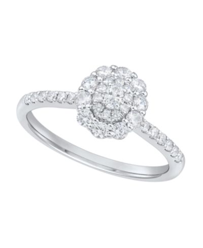 Помолвочное кольцо с бриллиантом и цветами (1/2 ct. t.w.) в белом золоте 14k