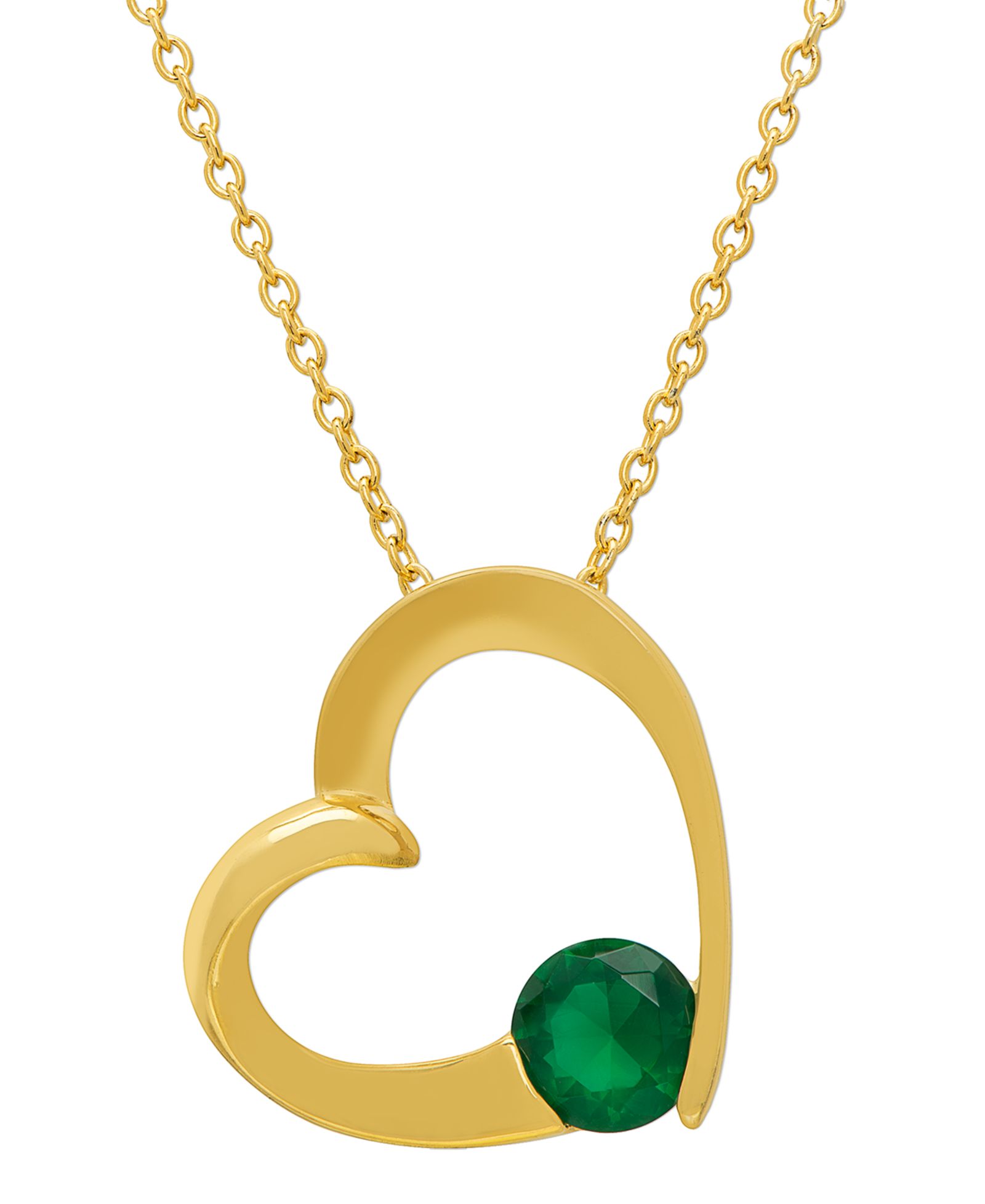 Подвеска-кулон Lab Grown Emerald в 14k Gold Over Sterling Silver