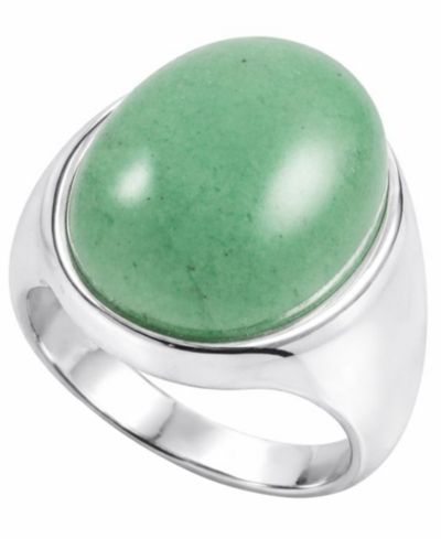 Macy's Кольцо с зеленым нефритом (18 x 14mm) из стерлингового серебра